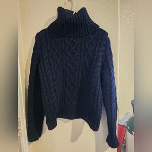 Banana Republic Navy Cable Knit Turtleneck Sweater S